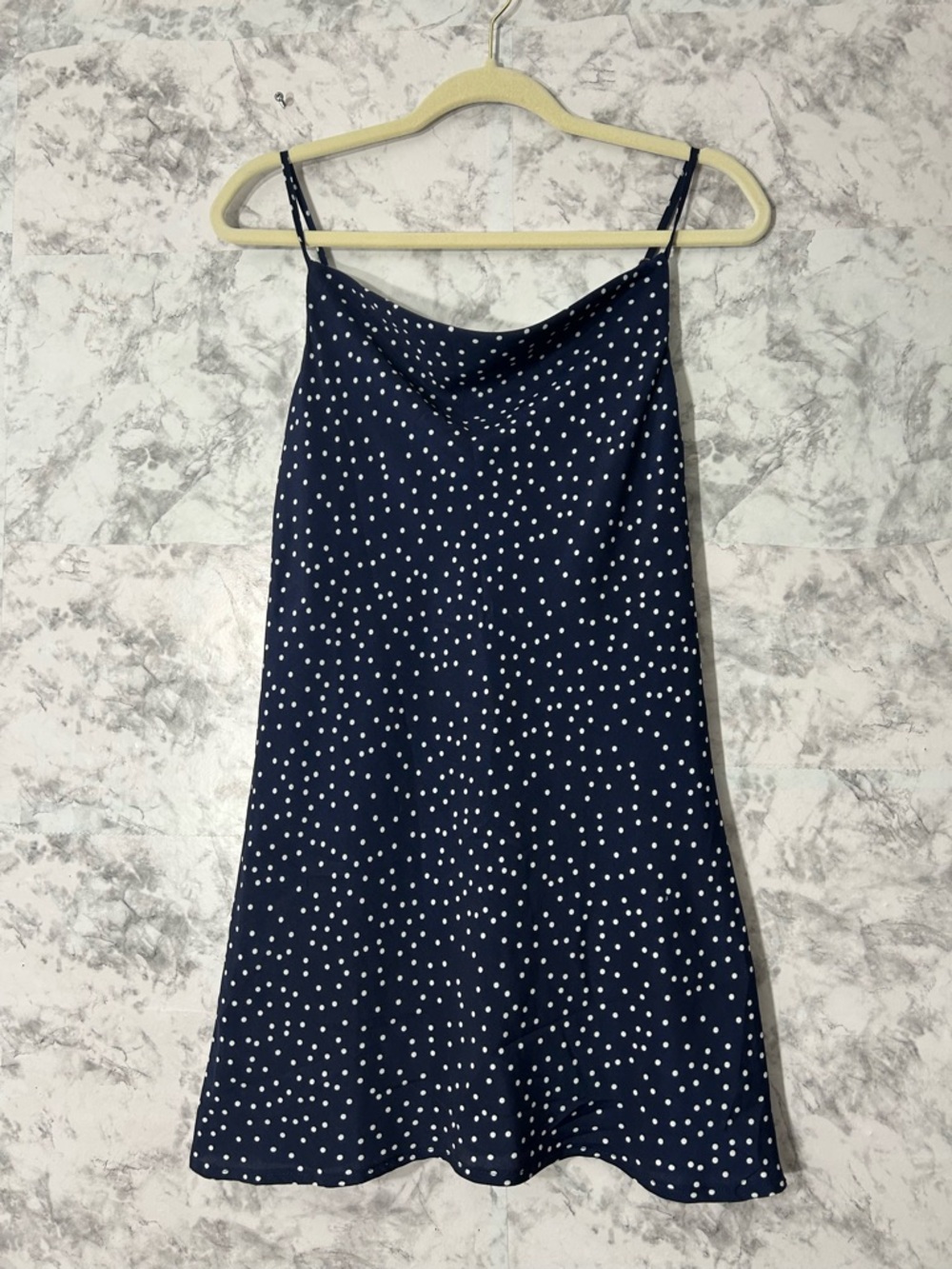 Polly Navy Polka Dot Slip Dress